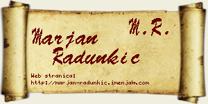 Marjan Radunkić vizit kartica